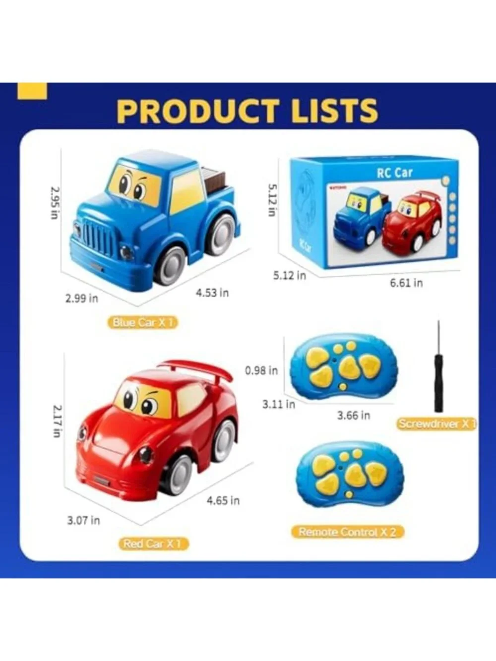 2-Pack Remote Control Cars for Toddlers 1-6 Years, Fun Cartoon RC Toys, Perfect